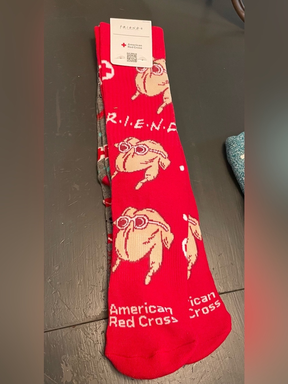 Friends American Red Cross Red Novelty Socks with Turkey Motif limited edition